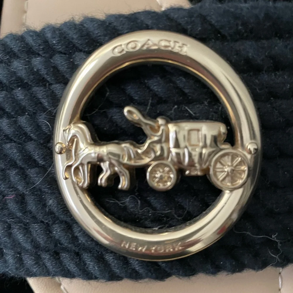 Coach Women's Black and Gold Slide Sandals - Picture 2 of 5